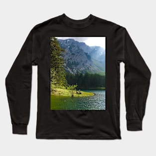 Green Lake in Austria with Bench Long Sleeve T-Shirt